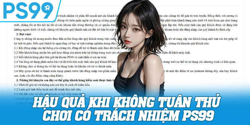 Hậu quả khi không tuân thủ chơi có trách nhiệm PS99
